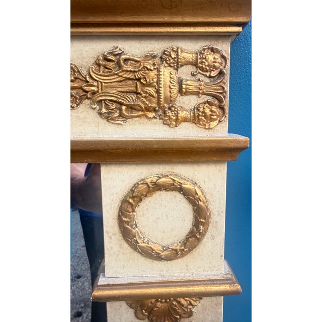 Cream Vintage Baker Furniture Neoclassical Cream & Gilt Mirror For Sale - Image 8 of 12