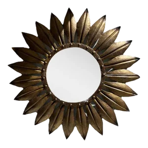 Early 20th Century Large Gilded Iron Leaf Mirror