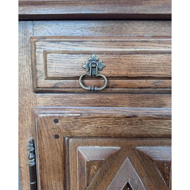 Champagne 1980s European-Farmhouse Solid Oak Sideboard Bar Cabinet For Sale - Image 8 of 10
