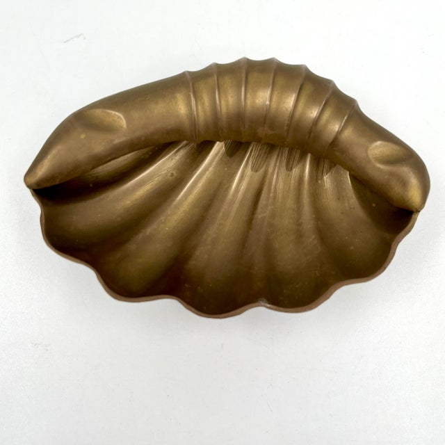 Vintage Brass Scallop Shell Ashtray, Soap Dish, Trinket Dish Coastal Decor For Sale - Image 4 of 10