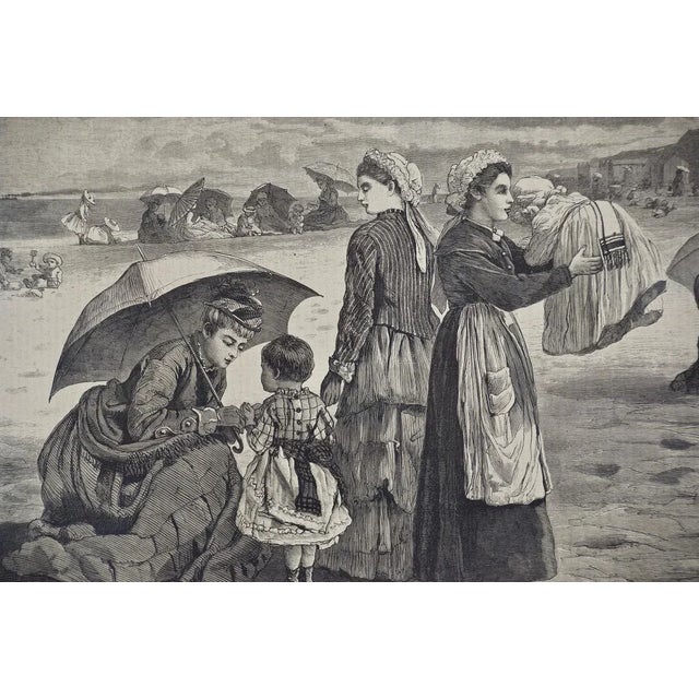 Winslow Homer "On the Beach": 19th Century Wood Engraving, 1874 For Sale - Image 4 of 5