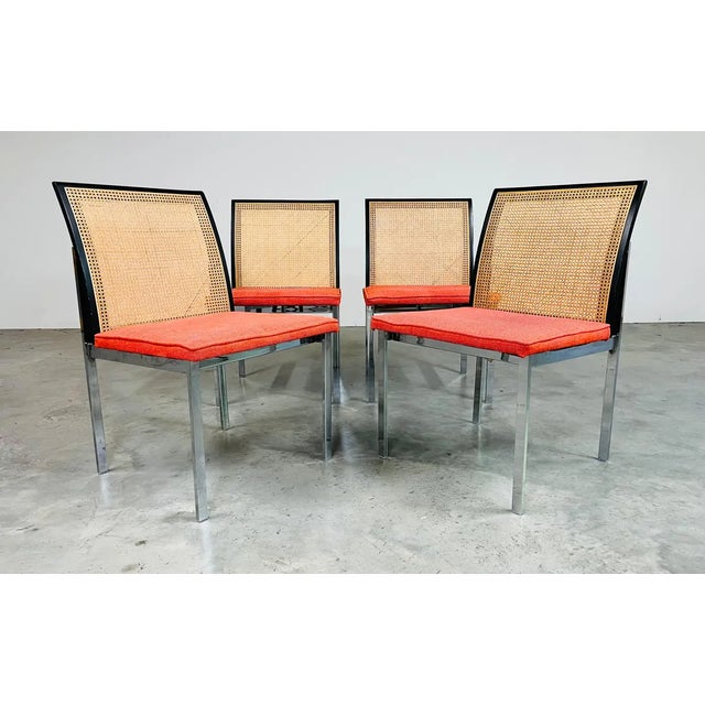 Lane Furniture 4 Roland Carter for Lane Cane Back and Chrome Steel Dining Chairs For Sale - Image 4 of 10