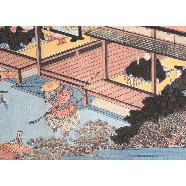 Early 19th Century Sumiyoshi: Dengaku Dance Performed During an Onda Ceremony - Woodblock Print by Utagawa Hiroshige For Sale - Image 5 of 8