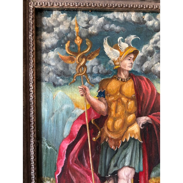 Grand Tour Grand Tour Style Italian Oil on Wood Painting of Mercury Later Figurative Frame For Sale - Image 3 of 12