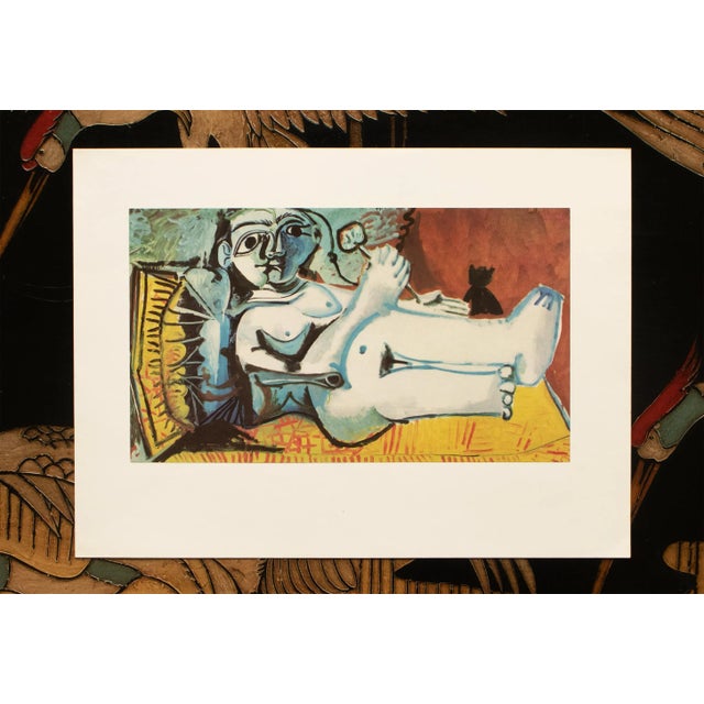 Pablo Picasso 1971 After Pablo Picasso "Reclining Nude With Cat", Period Parisian Full-Color Print For Sale - Image 4 of 8