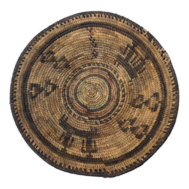 Antique Hand Woven Wicker Figural African Coiled Basket Hausa Nigeria Culture For Sale