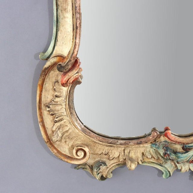 Early 20th Century Large 54" French Niccolini Louis XIV Style Polychromed Mirror Signed 20thC For Sale - Image 5 of 15