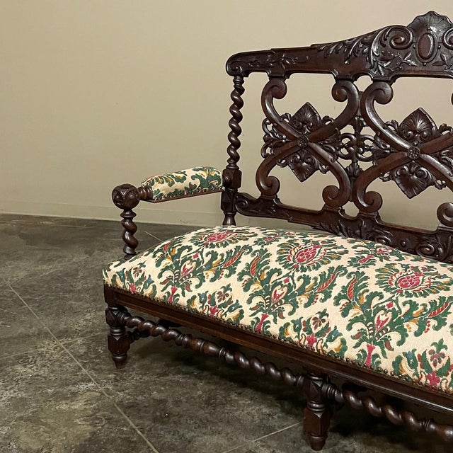 19th Century Renaissance Revival Louis XIII Style Sofa in Solid Oak For Sale - Image 11 of 18