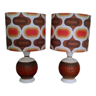 1950s Mid-Century Modern Lamps With Retro Shades - a Pair For Sale