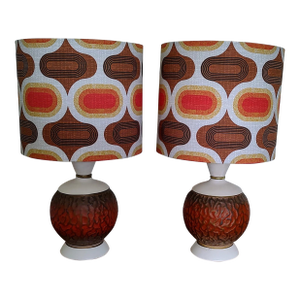 1950s Mid-Century Modern Lamps With Retro Shades - a Pair
