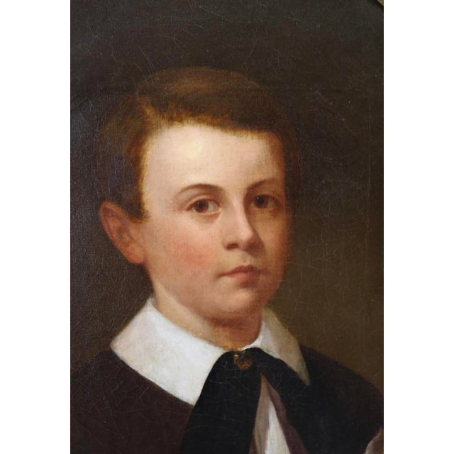 Antique 19c Portrait Oil Painting of a Boy in a Giltwood Frame.
