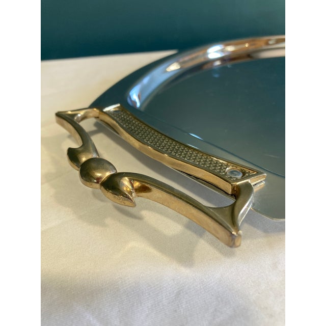 Mid 20th Century Kromex Chrome Tray With Brass Handles For Sale In Oklahoma City - Image 6 of 8