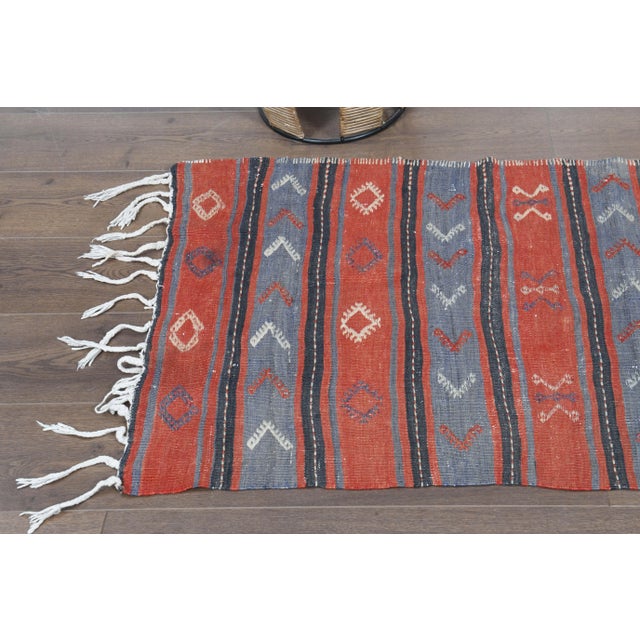 1970s Turkish Oushak Handmade Wool Cotton Red Runner Rug For Sale - Image 9 of 11