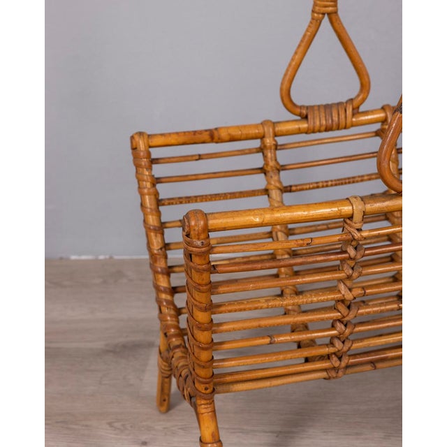 Vintage Bamboo Magazine Rack, Italy, 1960s For Sale - Image 4 of 8