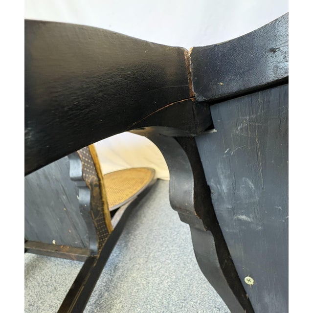 Antique English Chinoiserie Lacquer Chairs With Cane Backs and Brass Sabots- Set of 4 For Sale - Image 16 of 18