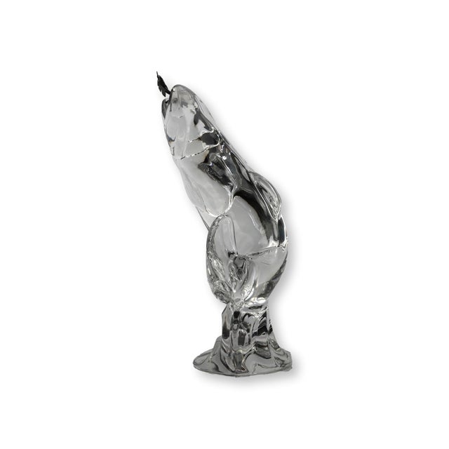 Late 20th Century Crystal Leaping Trout Sculpture With Bronze Fishing Lure For Sale - Image 5 of 9