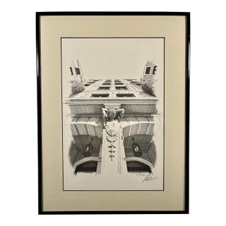 2002 Intaglio Print Country Club Manor Column by California Artist Jeff DiCicco, Signed For Sale