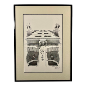 2002 Intaglio Print Country Club Manor Column by California Artist Jeff DiCicco, Signed