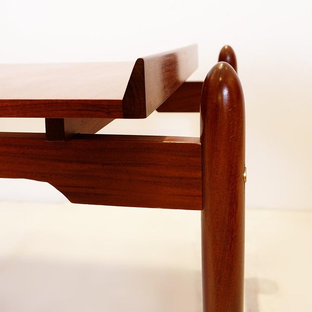 1960s Vintage Italian Wooden Bench with Boucle Seat, 1960s For Sale - Image 5 of 15