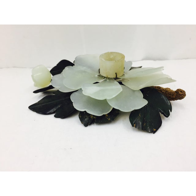 Antique Jade Flower Candle Holder Chairish