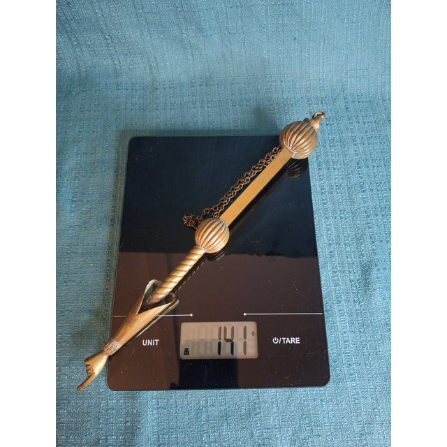 Museum Specimen Antique Brass Torah Pointer Heavy 141g Yad 19th C European Judaica For Sale - Image 14 of 15