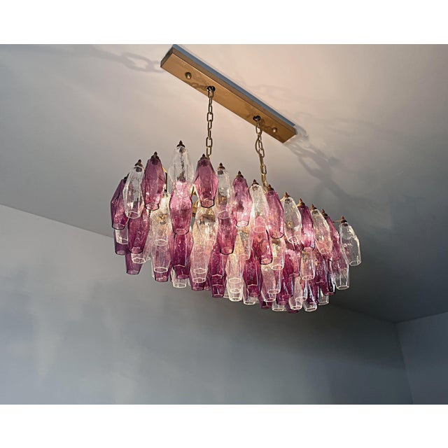 Amethyst and Clear Glasses Murano Poliedri Chandelier by Carlo Scarpa, 1990s For Sale - Image 18 of 18
