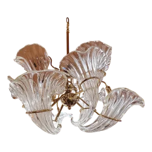 Mid Century Modern Murano Style Cornucopia Chandelier