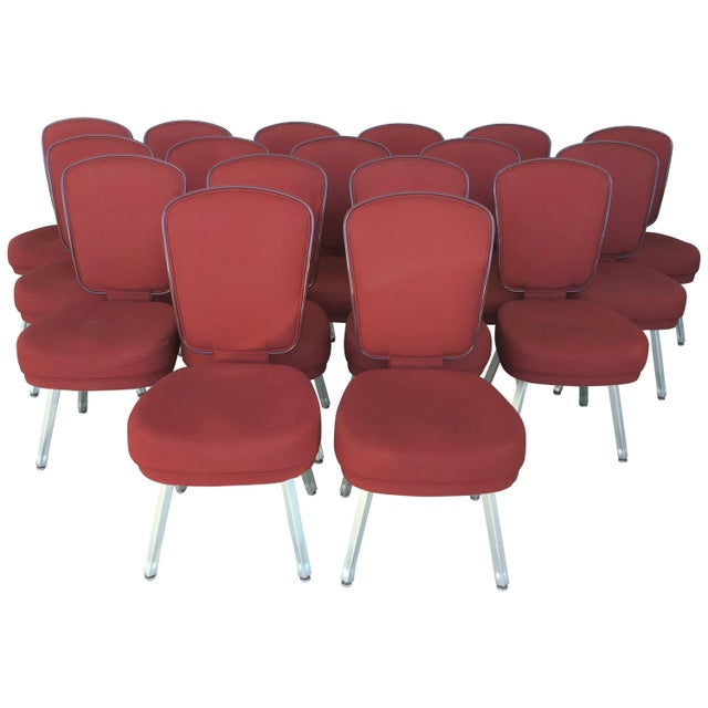 Set of Seventeen Conference or Dining Chairs in Steel and Red Wool For Sale - Image 13 of 13