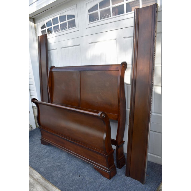 Cherry Wood Sleigh Bed Louis Philippe Style Frame Full Size For Sale - Image 13 of 16