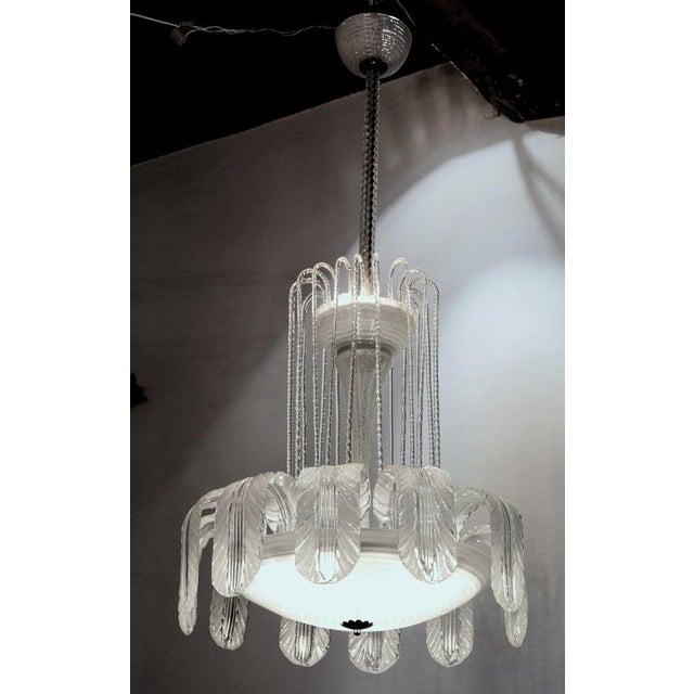 White Pulegoso Glass Fountain Chandelier from Barovier, 1930s For Sale - Image 18 of 18