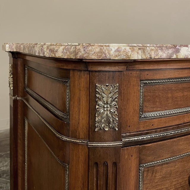 Antique French Louis XVI Marble Top Walnut Commode For Sale - Image 14 of 17