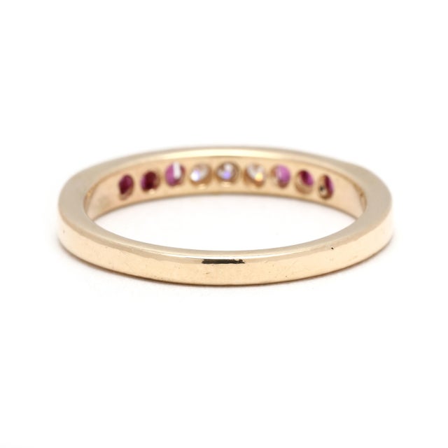 Modern 0.39ctw Ruby and Diamond Band Ring, 14k Yellow Gold, Ring Size 6.25 For Sale - Image 3 of 6