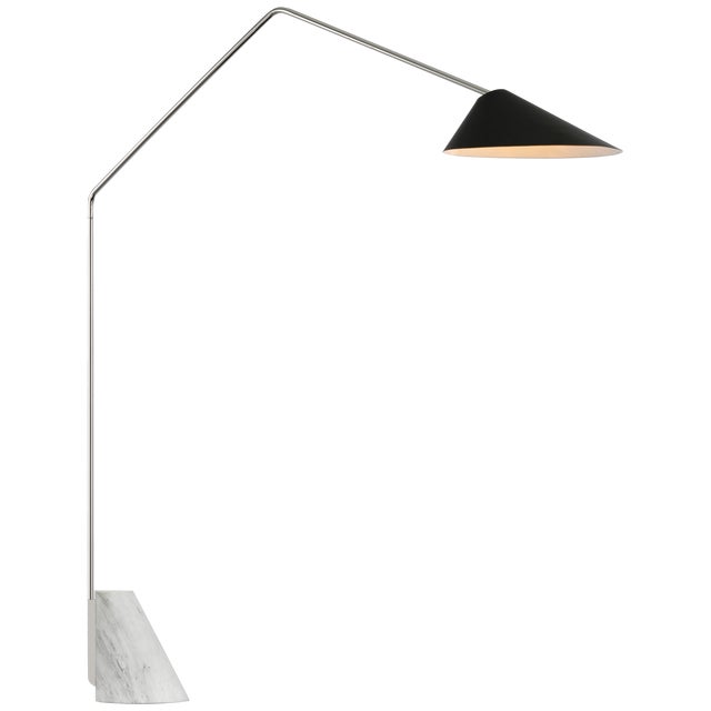 Modern AERIN by Visual Comfort Signature Lorna Extra Large Arc Floor Lamp in Polished Nickel with Black Shade For Sale - Image 3 of 3