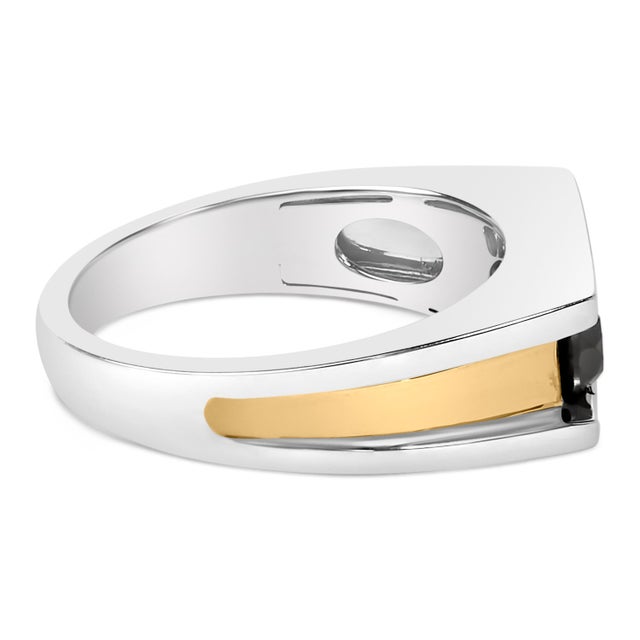Immerse yourself in the sophistication of this elegantly designed band ring that melds the lustrous warmth of 14K yellow...