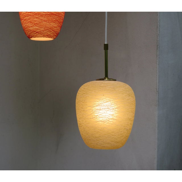 Beige Brass & Glass Shield Cascade Ceiling Light, 1950s For Sale - Image 8 of 18