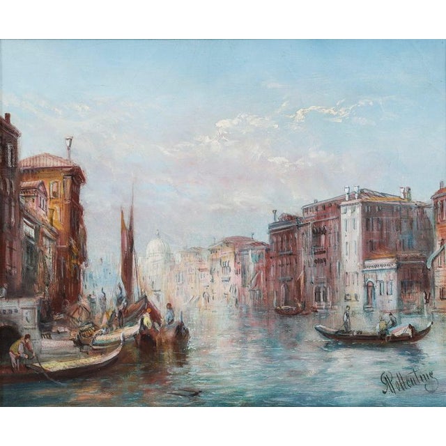 Alfred Pollentine, Grand Canal Mocenigo Palace in Venice, 19th Century, Oil Painting on Canvas For Sale - Image 5 of 14