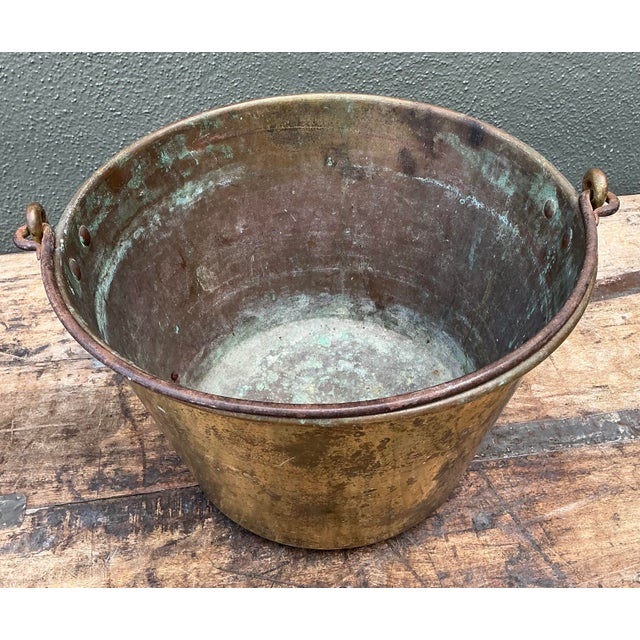 Metal Vintage Spun Brass Bucket For Sale - Image 7 of 12