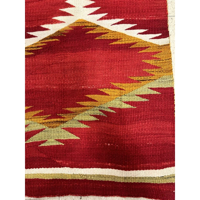 Antique Navajo Style Handmade Wool Folk Rug For Sale - Image 9 of 11