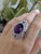 Art Deco 22cts Zambian Amethyst Ring With Earth Mined Diamond Accents in 14k Solid Gold, Size 6.75 For Sale - Image 3 of 7