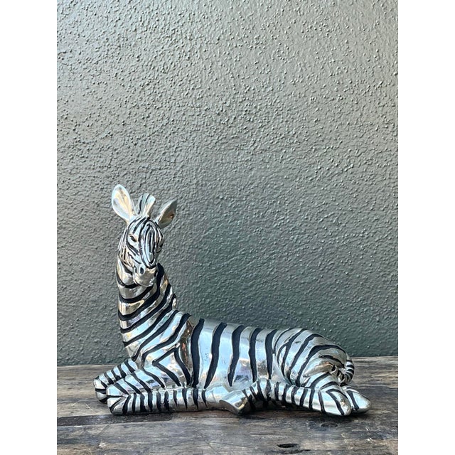 Vintage Silver Mirrored Zebra For Sale In West Palm - Image 6 of 12