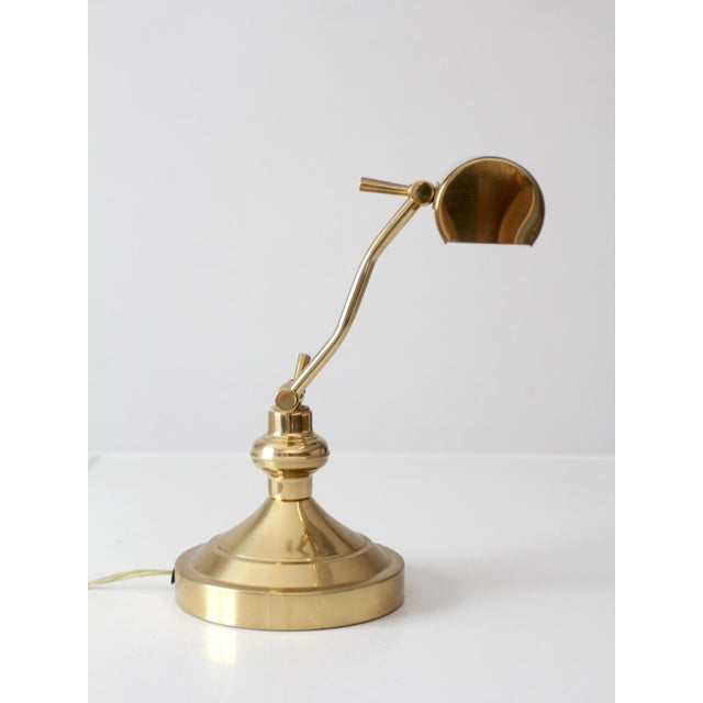 Vintage 1970s Brass Adjustable Banker’s Desk Lamp For Sale - Image 4 of 14