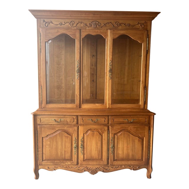 1990s Ethan Allen Legacy Collection China Hutch Lighted Chairish