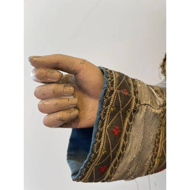 White 19th Century European Wooden "Cage Doll" Polychrome Santos For Sale - Image 8 of 12