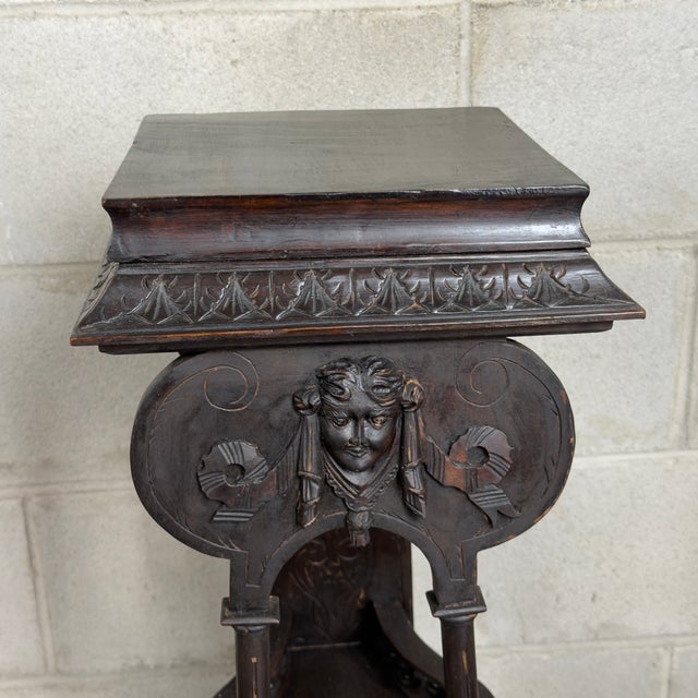 Black Antique Wooden Column Pedestal from Artigianato Italiano, 1900s For Sale - Image 8 of 15