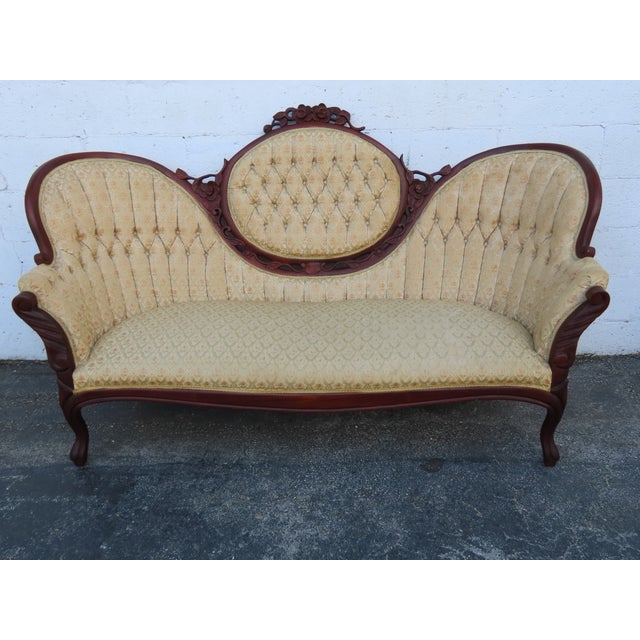 This exquisite Sofa is made out of wood, solid mahogany, and upholstery. It has Victorian style and design, elegant...