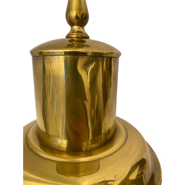 Wood 1980s Wescal Brass Tea Canister Table Lamp For Sale - Image 7 of 9