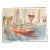 1980s Original Vintage Nautical Watercolor Painting For Sale