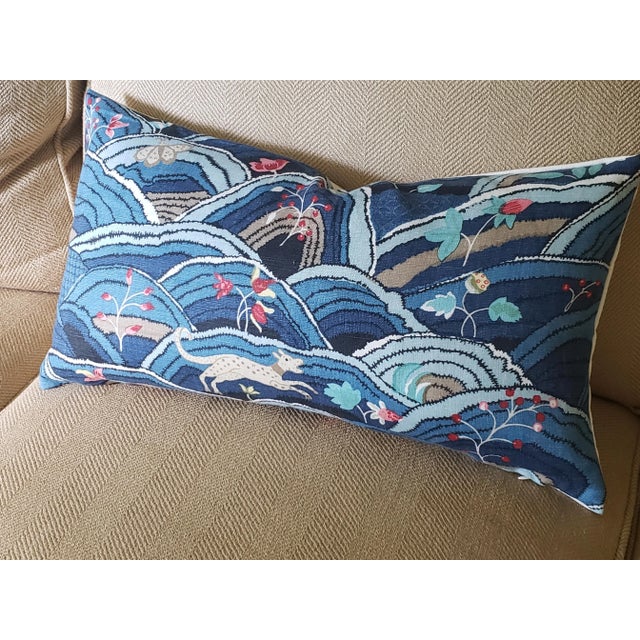 2020s Contemporary Schumacher Rolling Hills Lumbar Pillow in Blue For Sale - Image 5 of 6