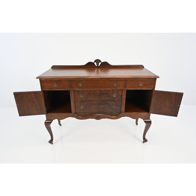 Baker Furniture Queen Anne Revival Walnut Sideboard, Circa 1920s | Newly Refinished For Sale - Image 10 of 18