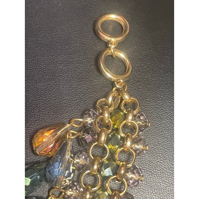 Swarovski 1960s High End Ab Teardrop Bracelet With Faceted Swavarski Crytals on Woven Polished Mesh Chain For Sale - Image 4 of 5
